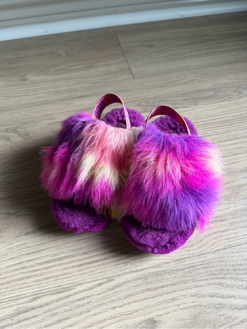 UGG Kids Multicolor Purple Pink Fuzzy Slippers